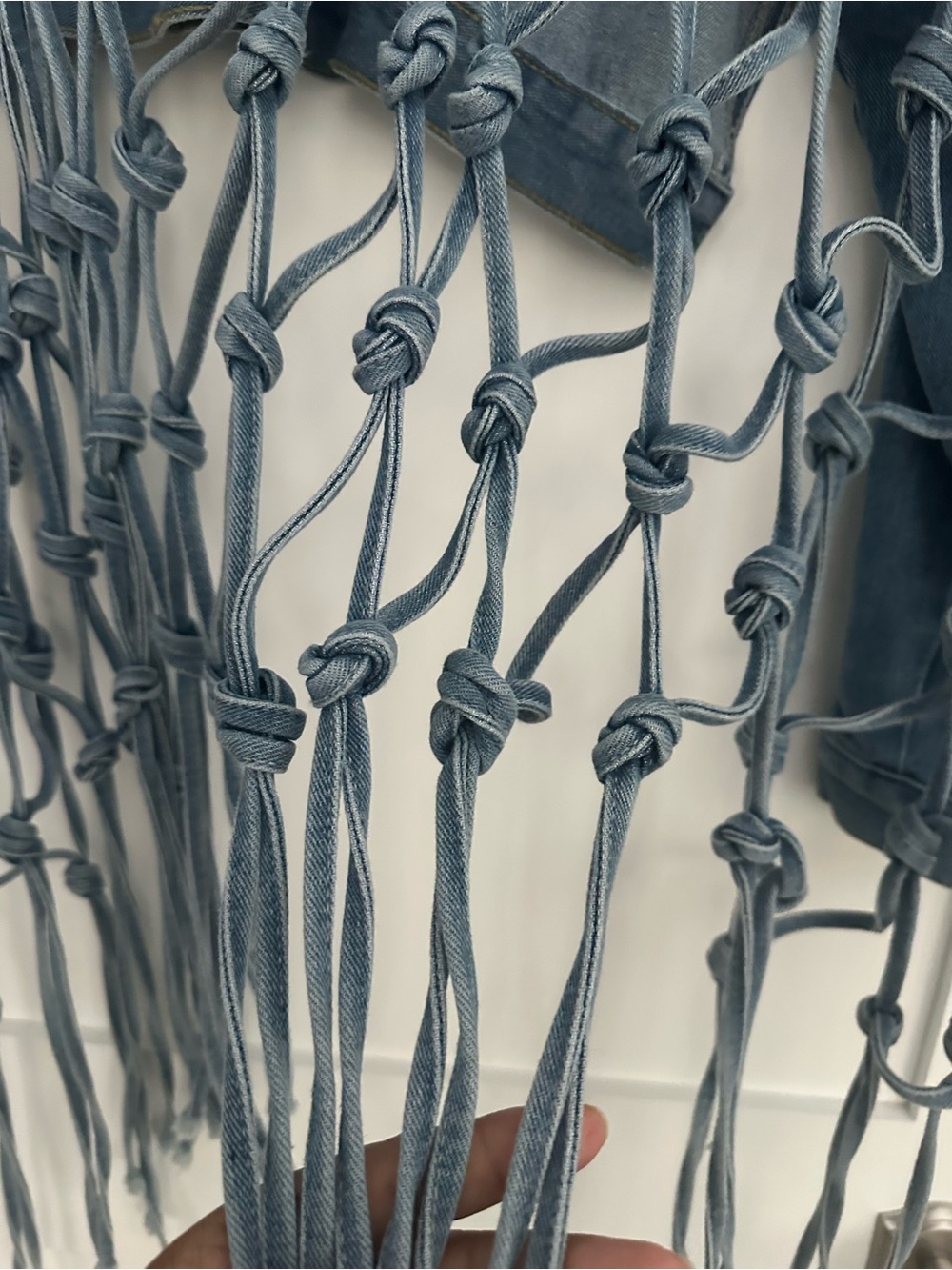 Frayed Rope-Back Denim Jacket - Light Blue - Picture 6 of 6